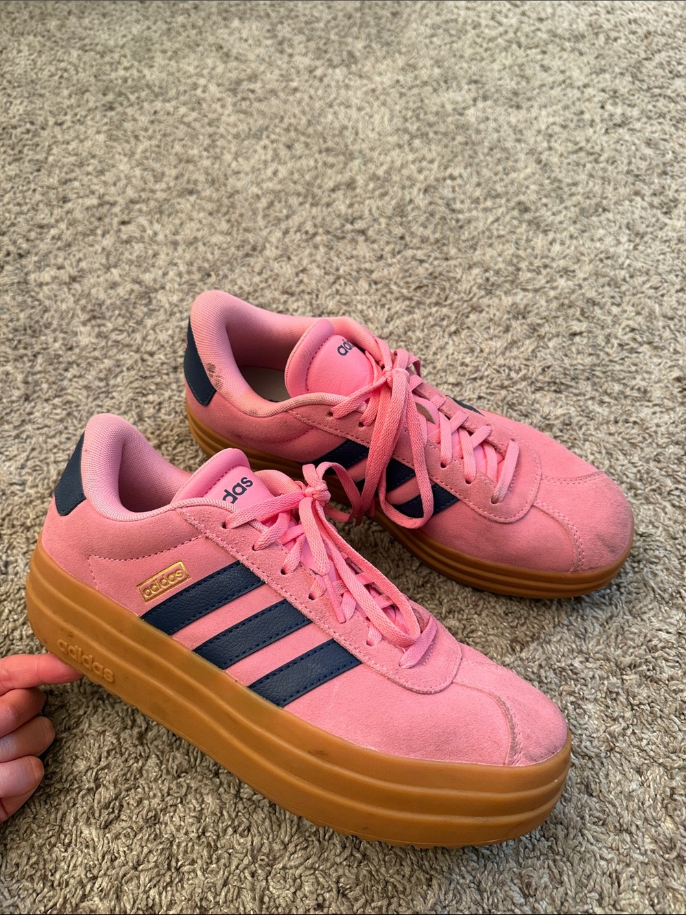 adidas Pink Suede Platform Sneakers